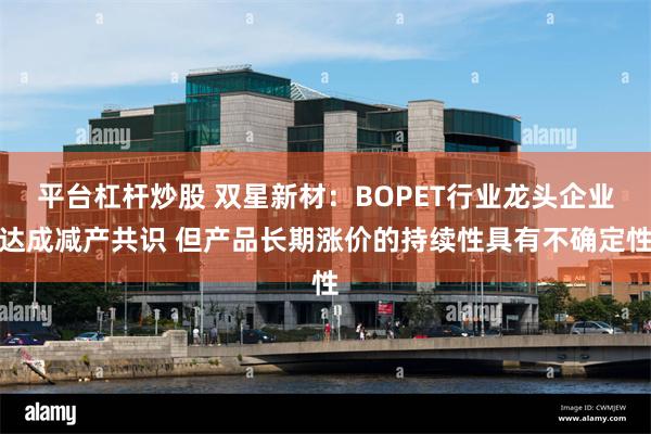 平台杠杆炒股 双星新材：BOPET行业龙头企业达成减产共识 但产品长期涨价的持续性具有不确定性